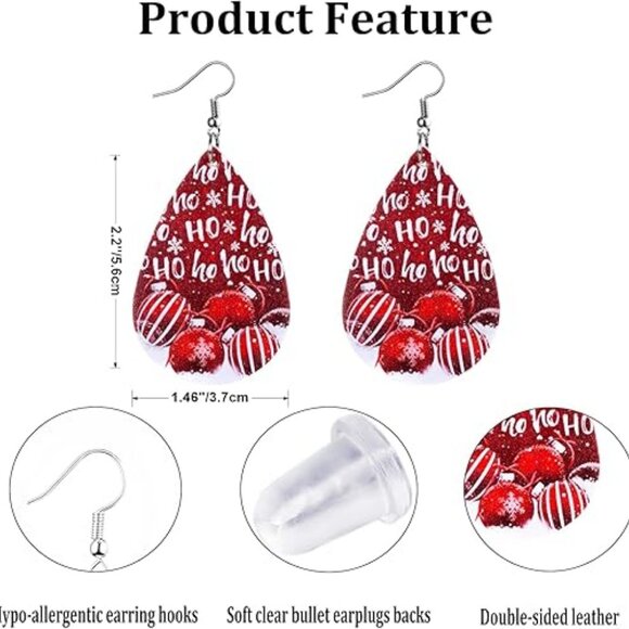 Christmas Earrings "Ho Ho Ho" - Picture 3 of 3